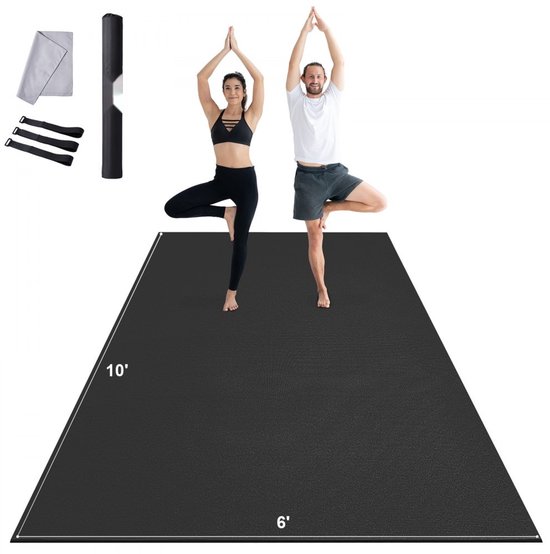 Yogamat XXL - Fitness- en Oefenmat - Antislip - Hoge Dichtheid - Inclusief Draagtas en Draagriem - Voor Yoga, Pilates en Fitness - Extra Groot 3 x 1,8 m