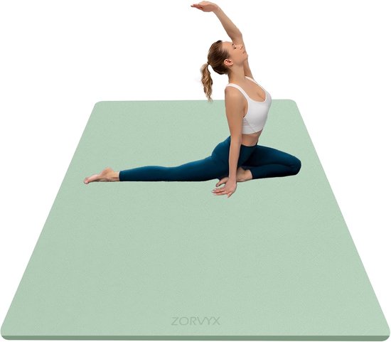 Yogamat XXL - Fitnessmat Oefenmat - Thuis Sporten - Extra Dik 10mm - 200x100cm - Groen
