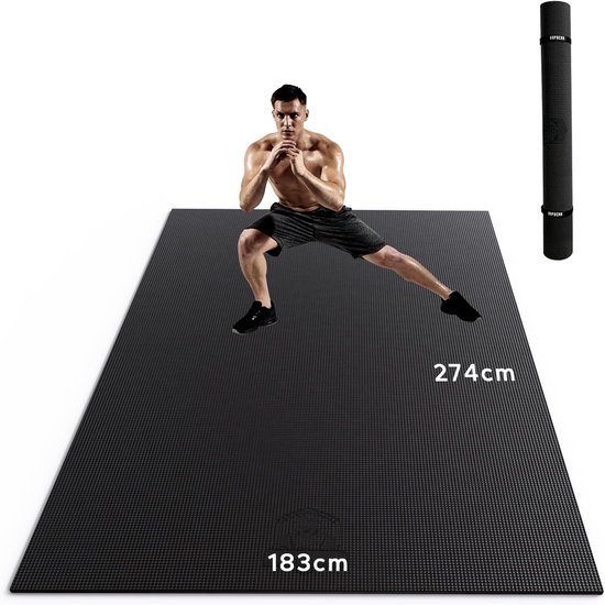 Yogamat XXL - Sportmat Fitnessmat - Thuis Sporten - Extra Breed Antislip - 274x183x0.8cm - Zwart