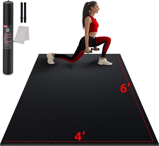 Yogamat XXL, trainingsmat, sportmat, 183 x 122 groot, 7 mm dik, fitnessmat, antislip, zeer dichte gymnastiekmat voor thuistraining, cardio, springtouw, schoenvriendelijk van Yogamat