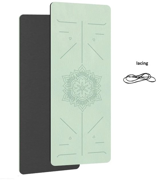 Yogamat - Yoga mat - Sportmat - Groen-Zwart - 6mm dikte - TPE - 180x57cm van Merkloos
