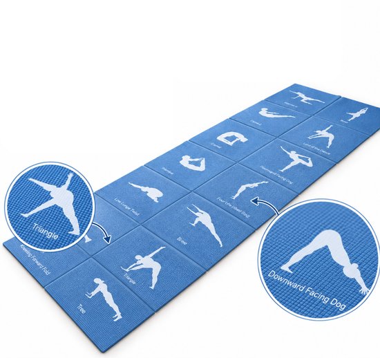 Yogamat - Yogamat Antislip - Fitness mat - Trainingsmat - Mat incl sport oefeningen - Blauw van Yogamat