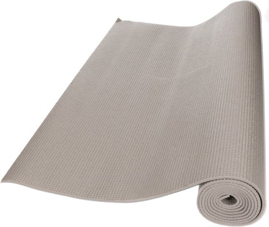 Yogamat zilver/grijs 173 x 61 cm - Fitness sport matjes - Pilates/yoga mat - Sport benodigheden - Thuis sporten van Merkloos