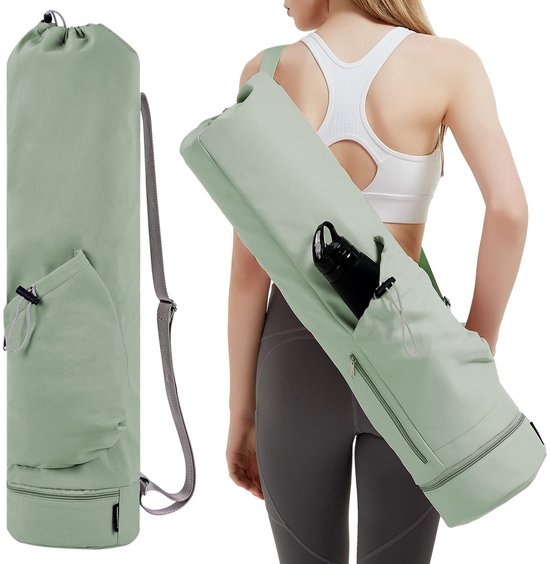 Yogamatentas - Multifunctionele yogatas - Pilatestas - Verstelbare schouderriem - Vak Geschikt voor waterfles (groen)