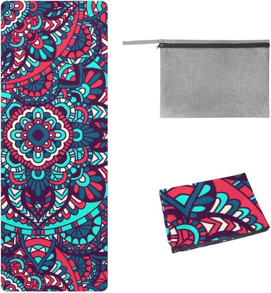 Yogamathanddoek - Antislip handdoek - Hot yoga - Zweetabsorberend - 185 x 68 cm - Veelkleurig