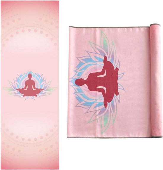 Yogamathanddoek - Pilatesmat handdoek - Hot Yoga - Antislip en absorberend - 183 x 63 cm - Roze
