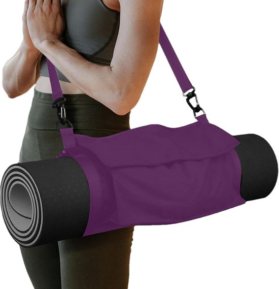 Yogamathouder Tas - Sporttas Organizer - Yoga Pilates Training - Waterdicht Canvas Materiaal - Past 68cm Mat - Paars