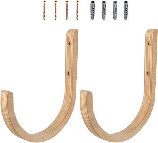 Yogamatrek Houder - Fitness Hanger - Home Gym Opslag - Ruimtebesparend Ontwerp - 28 x 14 x 14 cm - Houtkleur