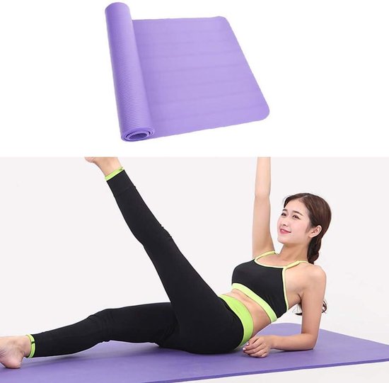 Yogamatt - Fitnessmat Sportmat - Thuis Sporten - Milieuvriendelijk NBR Materiaal - 180 x 60 cm - Paars
