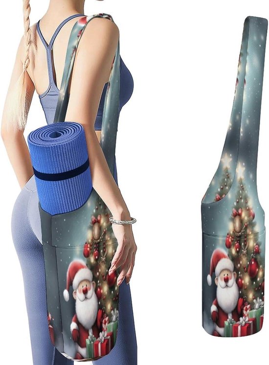 Yogamattas Canvas - Sporttas Gymtas - Yogaspullen Vervoeren - Met Waterfles Zakken - 90 cm Lengte - Stijl