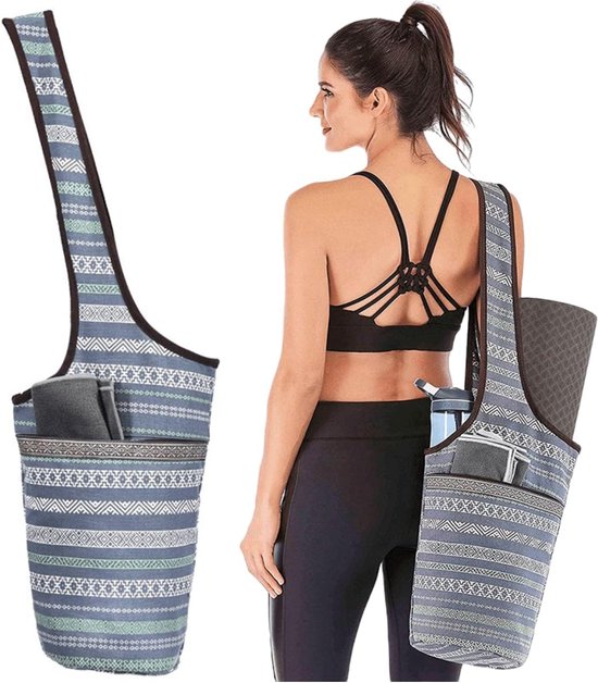 Yogamattas met groot vak, pilatesmatdraagtas met grote capaciteit voor dames, sport, sportschool, winkelen, gemakkelijke toegang en lichtgewicht, past op de meeste matten van Yogamat