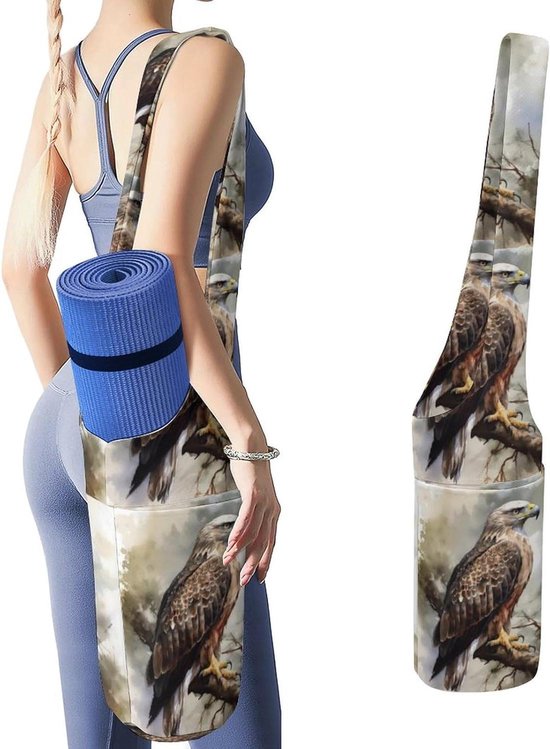 Yogamattas Opbergtas - Yogatas Canvas - Sportspullen Meenemen - Met Waterfles Zak - 93 x 18 cm - Multicolor