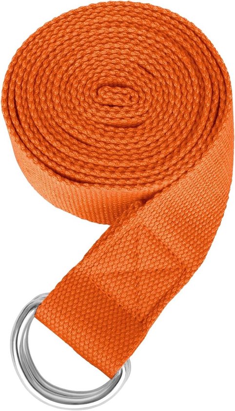 Yogariem Katoen - Stretch Band - Flexibiliteit Verbeteren - Metalen D-ring Gesp - 8ft - Roze