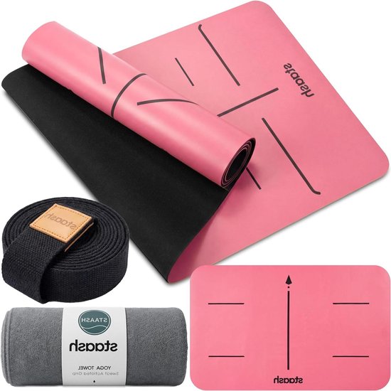 Yogaset - Yogamat set - Studio Praktijk - Absolute Grip - 183x68cm - Roze