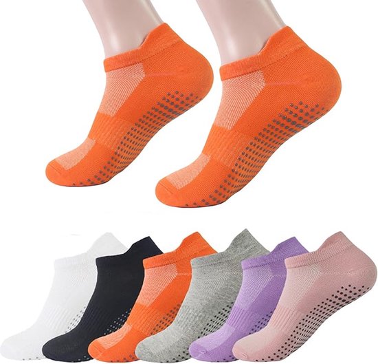 Yogasokken - Antislip - 6 Paar - Huissokken - Sport Sokken - Yoga Sokken - Sportsokken - Huissokken - Full Toe - Anti Slip Sokken - Pilates Sokken - Pilates Yogasokken - Pilatessokken - Ballerinas - Met Extra Grip - Met Anti Slip Onderkant - One Size van Merkloos