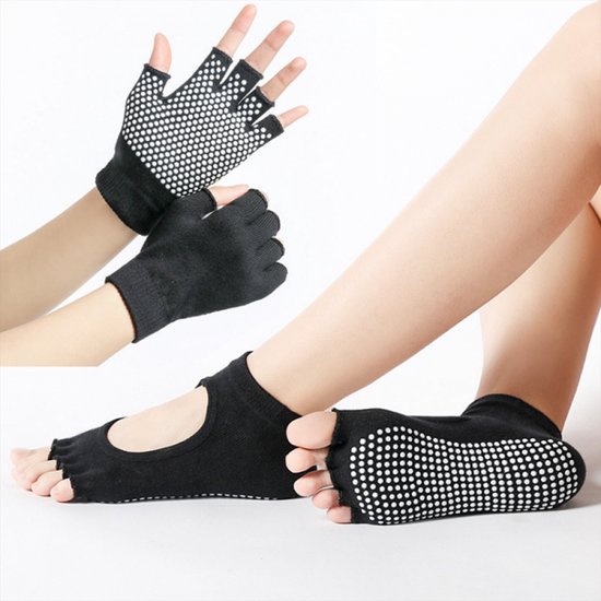 Yogasokken en handschoenen - Yoga Sokken - Sokken Antislip - Huissokken anti slip - Yoga Sokken Antislip Dames - Fitness Sportsokken - Huissokken Dames en Heren anti slip - Pilates Yogasokken van A86 Brand.