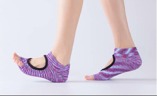 Yogasokken & Pilatessokken - Antislip sokken * 'Ballerina' - paars patroon - meerdere kleuren verkrijgbaar - Pilateswinkel * Yoga sokken * Pilates sokken van Pilateswinkel