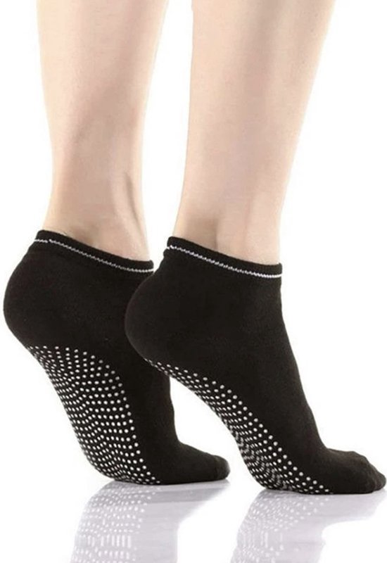 Yogasokken - Sportsokken - Anti slip sokken - Pilates - Teensokken - Gripsokken - Antislip - Fitness socks - Tegen uitglijden - Maat 36-40 - Zwart - Jonyx