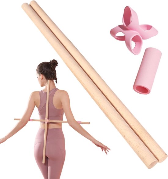 Yogasticks - Pilates Staf - Houding Verbeteren - Hout Constructie - 60 cm - Niet gespecificeerd van Merkloos