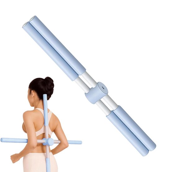 Yogastok - Houdings corrector - Mobiliteit verbeteren - Antislip handgreep - 80 cm - Wit