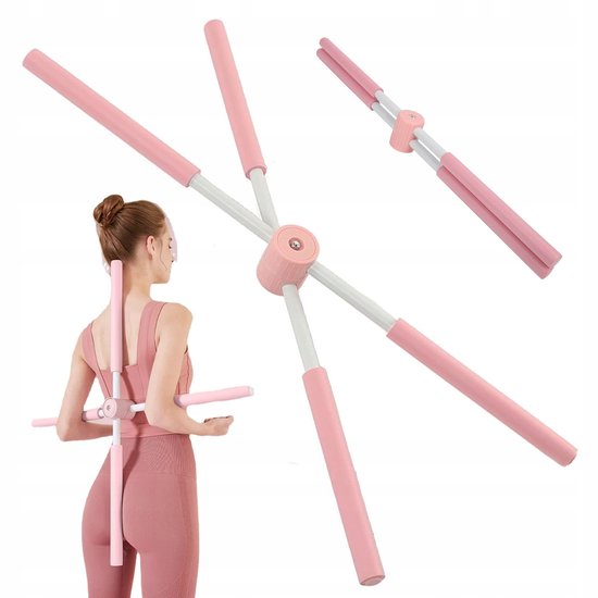 Yogastok - Houdingstrainer - 77 cm Kruisvormig Ontwerp - Metaal en ABS - Zachte Schuimlaag - Eenvoudig te Monteren en Opbergen - Voor Schouder-, Rug- en Borststretching, Yoga, Dans en Thuisgebruik
