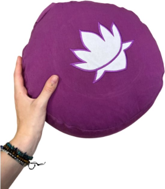 YogaStyles Meditatiekussen Symbolic - Paars met lotusbloem van YogaStyles