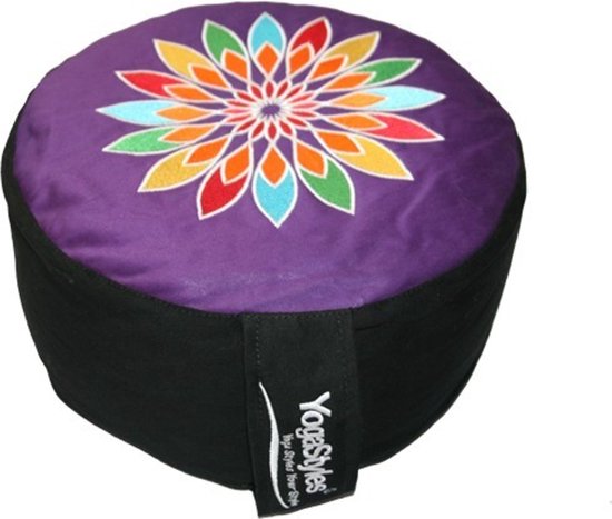 YogaStyles Meditatiekussen Symbolic rainbow met zwart kant van YogaStyles