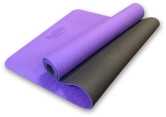 Yogastyles Yogamat TPE Standaard - Ideale Fitnessmat, Sportmat & Meditatiemat - Paars/Zwart - 183x63 cm van YogaStyles