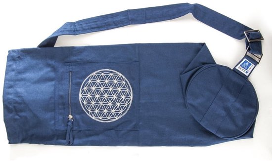 Yogatas blauw met levensbloem van Merkloos