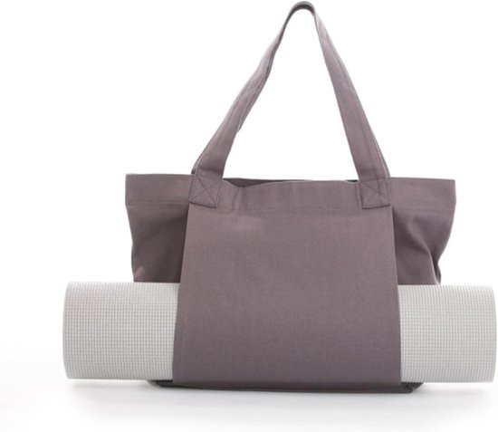 Yogatas - Met houder voor yogamat - Schoudertas met zak - Multifunctionele fitness-schoudertas - Grote capaciteit voor yoga-accessoires - Canvas tas - Geschikt voor sportschool, kantoor, reizen, strand, oefeningen, sport - Grijs van Merkloos