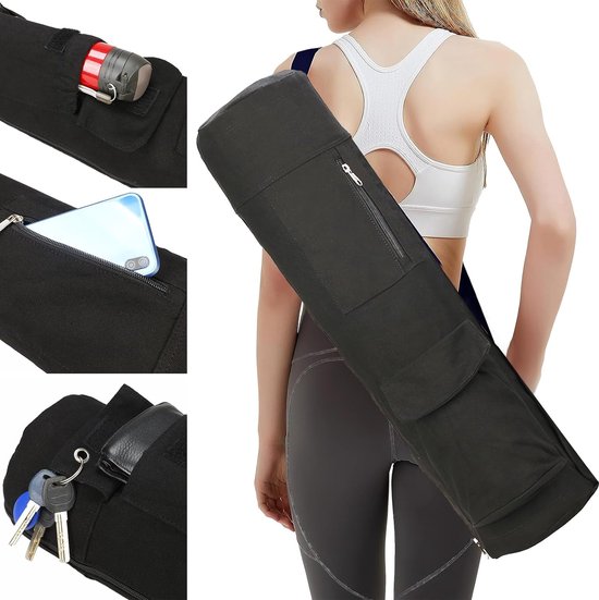 Yogatas met meerdere zakken, sporttas, grote yogamattas met ritssluiting, verstelbare schouderriem, yogamattas, gym-yoga-accessoires van Merkloos