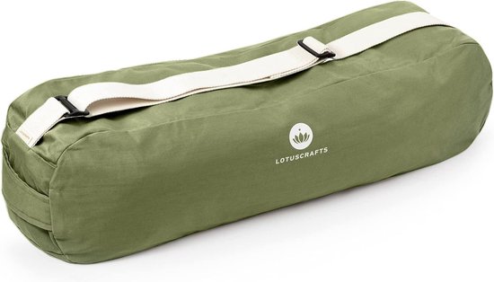 yogatas van biologisch katoen, eerlijk & ecologisch geproduceerd, grote tas voor yogamat met extra veel ruimte, voor yogamatten & yoga-accessoires van Lotuscrafts