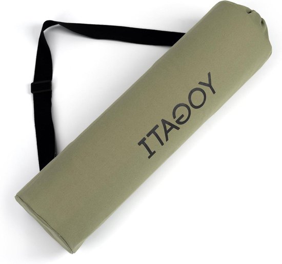 YOGATI® Yogamat Tas Met Verstelbare Riem | Duurzame En Ruime Yogamat Tassen Van Katoen, Lichte Draagriem Voor Yogamat Met Doorsteekbare Spanband En Zonder Gespen/Clips - Groente