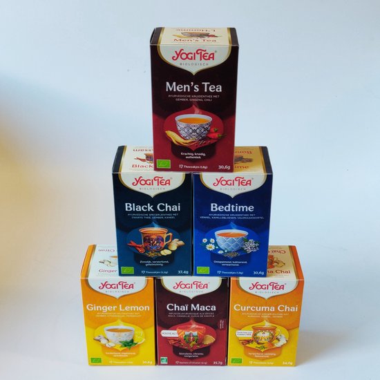 Yogi Tea - de 6 beste smaken voor de mannen - 6 pakjes van 17 theezakjes van Yogi Tea