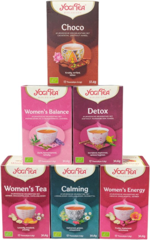 Yogi Tea - de 6 lievelingssmaken van de vrouw - 6 pakjes van 17 theezakjes - Women's Favorite van Merkloos