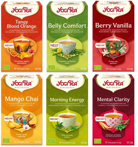 Yogi tea - de 6 nieuwste smaken - 6 pakjes van 17 theezakjes van Merkloos