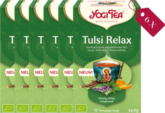 Yogi Tea Tulsi Relax - Biologische Kruidenthee met Tulsi, Kamille en Kaneel voor Ontspanning en Innerlijke Rust - Tray van 6 Stuks van Yogi Tea