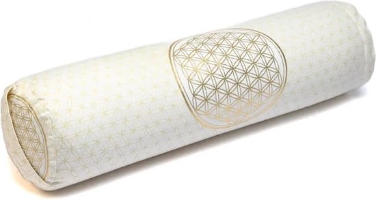 Yogi & Yogini - Bolster rond bloem des levens bio katoen - wit van Yogi & Yogini