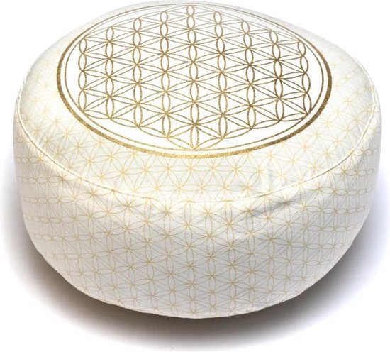 Yogi & Yogini - meditatiekussen bloem des levens - naturel goud van Yogi & Yogini