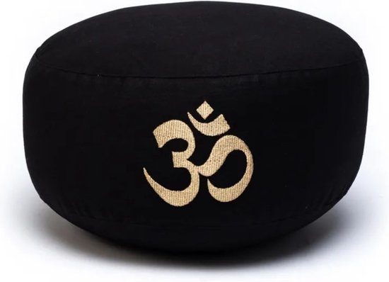Yogi & Yogini - Meditatiekussen Zwart met Ohm-symbool - Biologisch Katoen van Yogi & Yogini