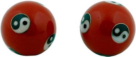 Yogi & Yogini naturals Meridiaankogels Yin Yang rood (3,5 cm) van Yogi & Yogini