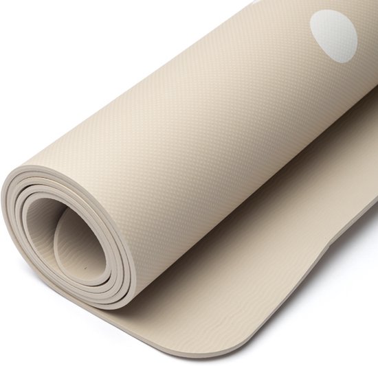 Yogi & Yogini Premium TPE Yogamat flower of life beige - 61 cm x183 cm x 0.5 cm van Yogi & Yogini