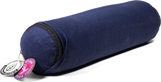 Yogi & Yogini - Yoga Mini Bolster - Biologisch - Biokatoen - Donkerblauw (12 x 40cm) van Yogi & Yogini