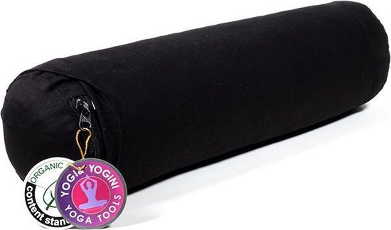 Yogi & Yogini - Yoga Mini Bolster - Biologisch - Biokatoen - Zwart (12 x 40cm) van Yogi & Yogini