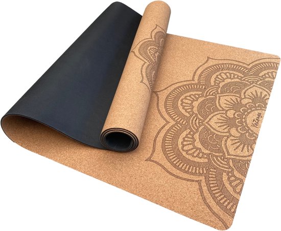 YoZenga Mandala Bloom Yoga Mat | Premium Natuurlijk Kurk | Antislip & Schokabsorptie | Inclusief Draagriem | Duurzaam & Eco-vriendelijk van Merkloos