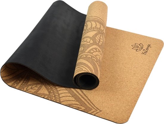 YoZenga Mandala Yoga Mat - Premium Natuurlijk Kurk - Antislip & Schokabsorptie - Inclusief Draagriem - Duurzaam & Eco-vriendelijk van YoZenga