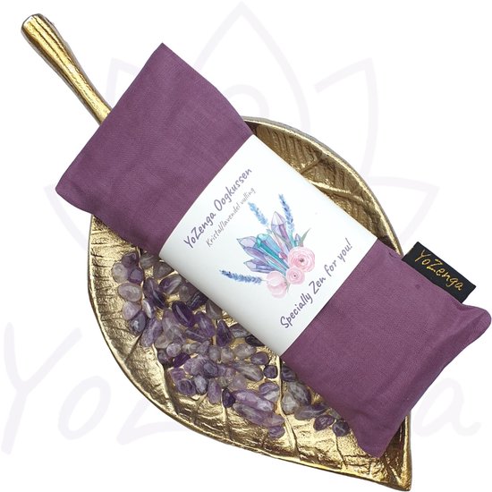 YoZenga Oogkussen - Amethyst & Lijnzaad - Biologische Lavendel - Stressvermindering & Hoofdpijn Verlichting - Ideaal voor Yoga & Meditatie - Lavenderblush van YoZenga