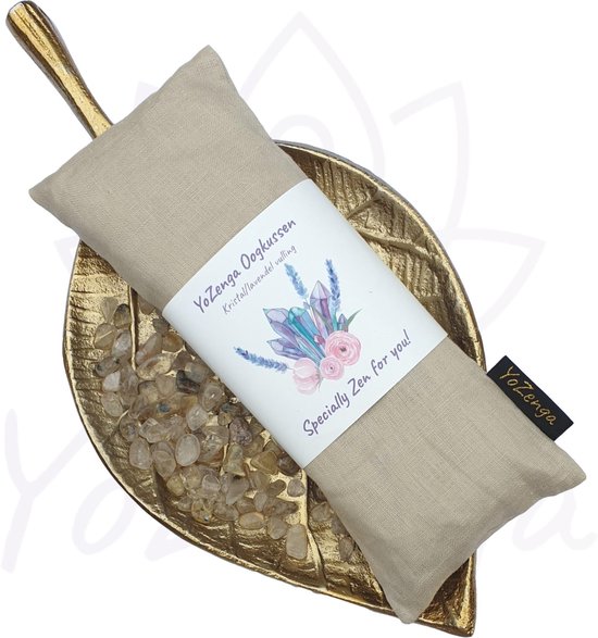 YoZenga oogkussen Gold Rutielkwarts & biologische lavendel - kristallen/edelstenen - Kleur: Aurelagold - Ideaal bij hoofdpijn & stress klachten - Meditatie - Ontspanning - Yoga van YoZenga