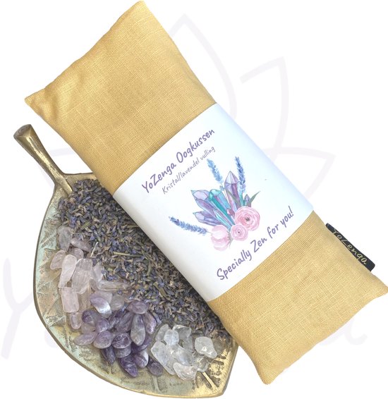 YoZenga oogkussen Gouden Driehoek & biologische lavendel | kristallen/edelstenen | Kleur: Gold | Yoga | Meditatie | Ontspanning | Ideaal bij hoofdpijn & stress klachten | van YoZenga