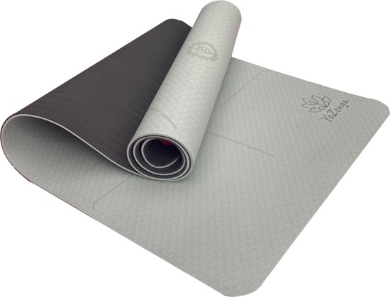 YoZenga Premium Mat Chakra Pearl Grey - Yoga Mat - Extra Dikke Antislip TPE Sportmat - Duurzaam & Lichtgewicht - Inclusief Draagriem